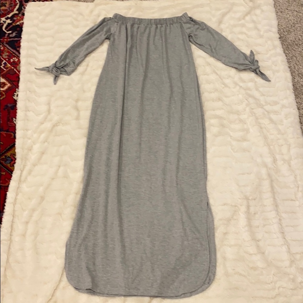 Gray off the should maxi dress